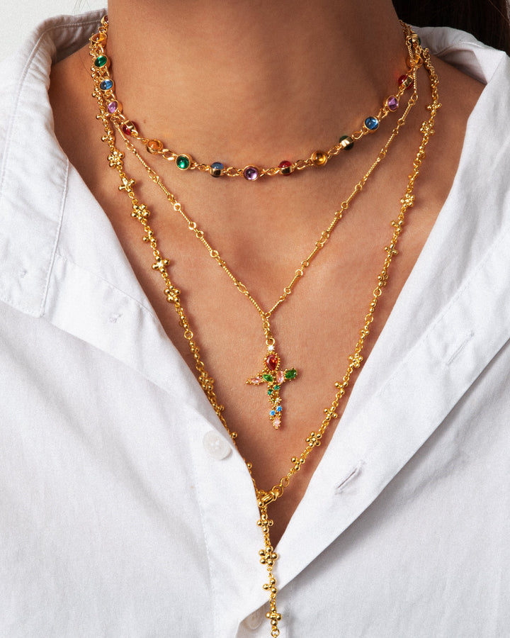 Layered Gold Splendor Cross Necklace