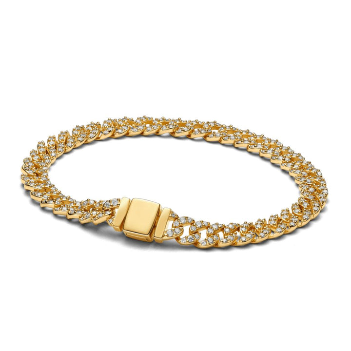 Cuban Moissanite Bracelet in Polished Gold