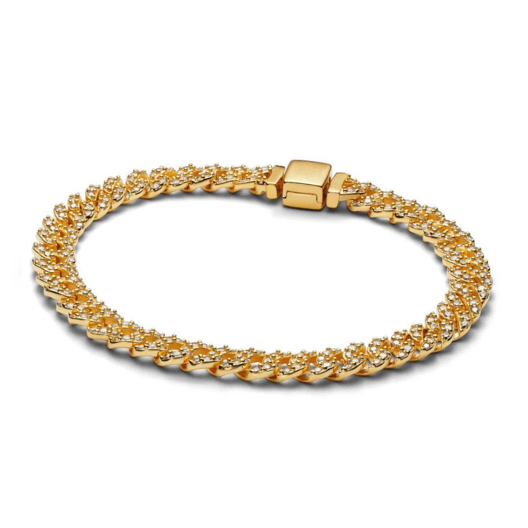 Cuban Moissanite Bracelet in Polished Gold