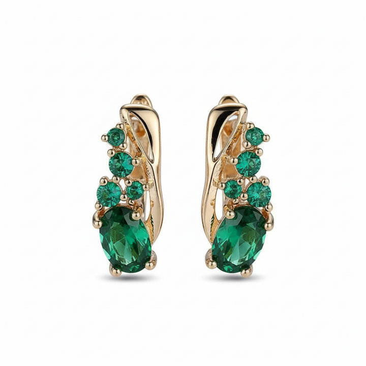 Thessaly Emerald Gold Earrings