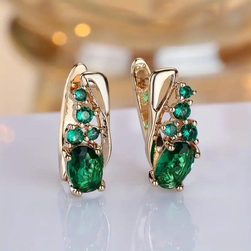 Thessaly Emerald Gold Earrings