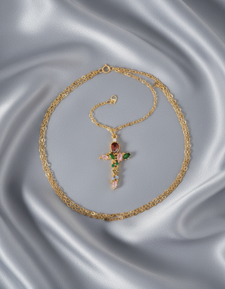 Layered Gold Splendor Cross Necklace