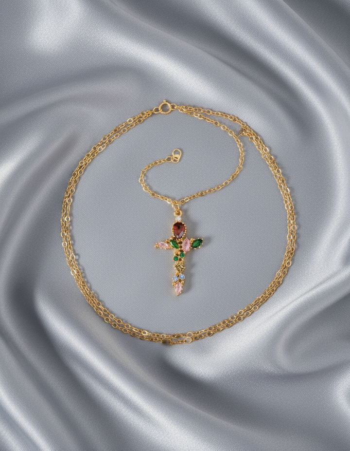 Layered Gold Splendor Cross Necklace