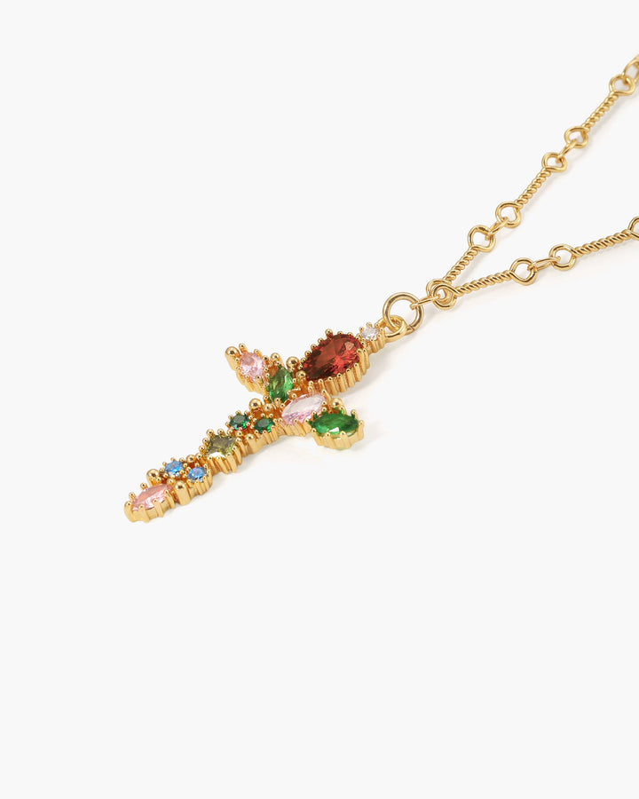 Layered Gold Splendor Cross Necklace