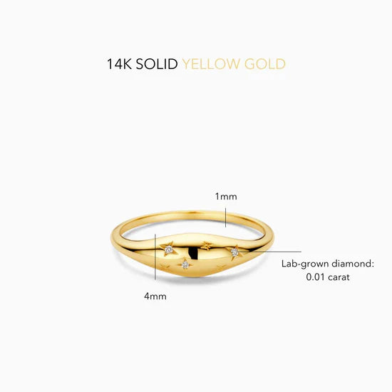 Diamond Dome Gold Ring 18K