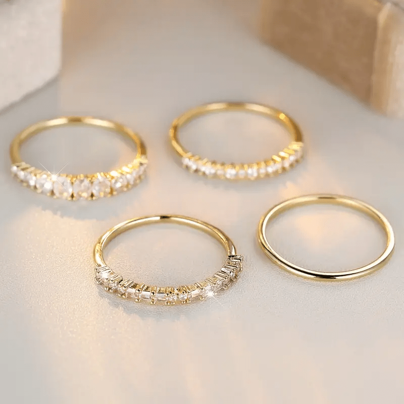 Stackable Zirconia Rings in 14K Gold Plating