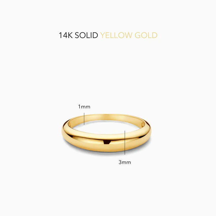 Domed Midi Gold Ring 18K