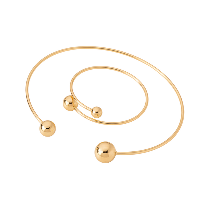 Minimalist Gold Necklace & Bracelet Set