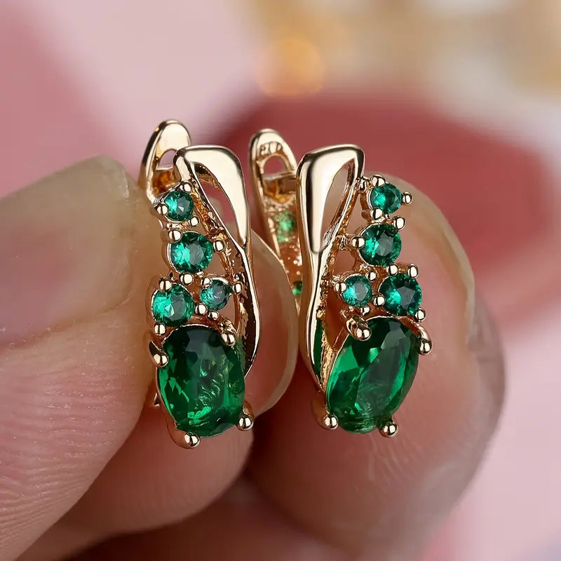 Thessaly Emerald Gold Earrings