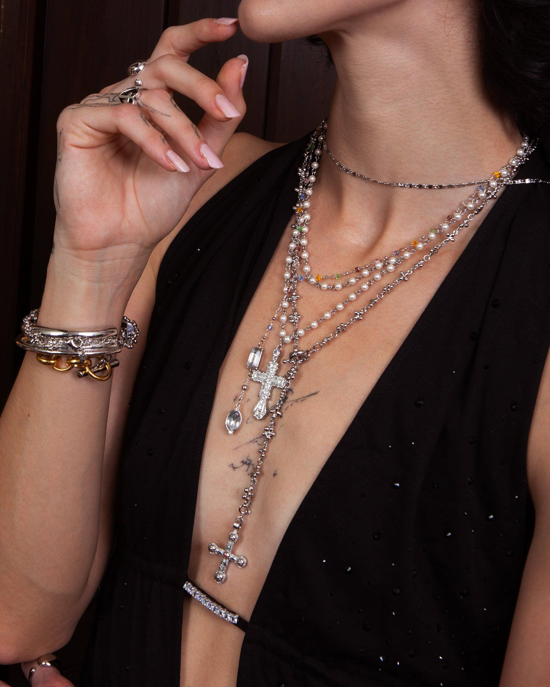 Daisy Molecular Silver Chain Necklace