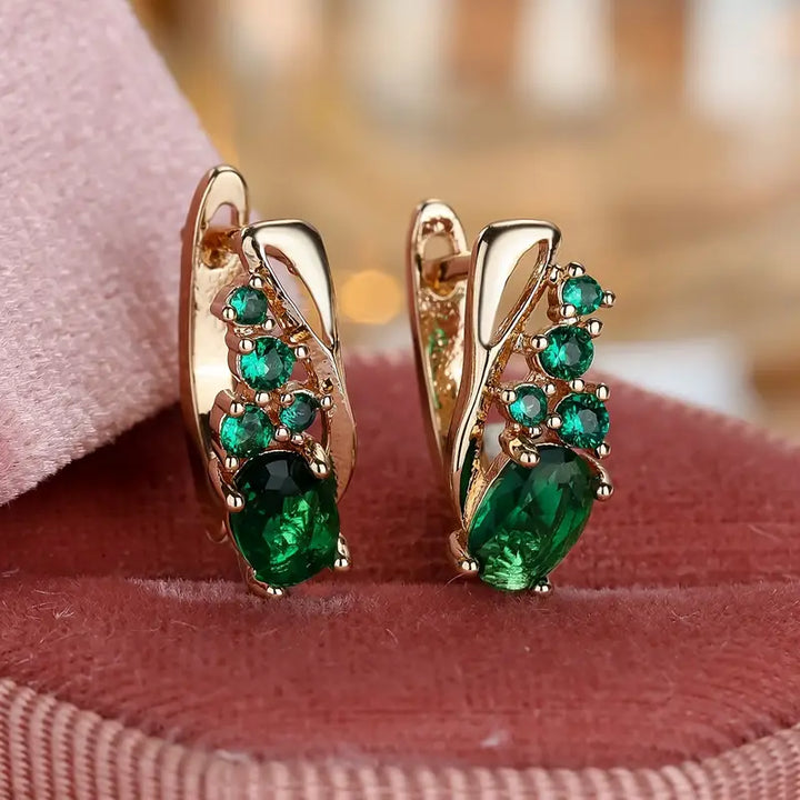 Thessaly Emerald Gold Earrings