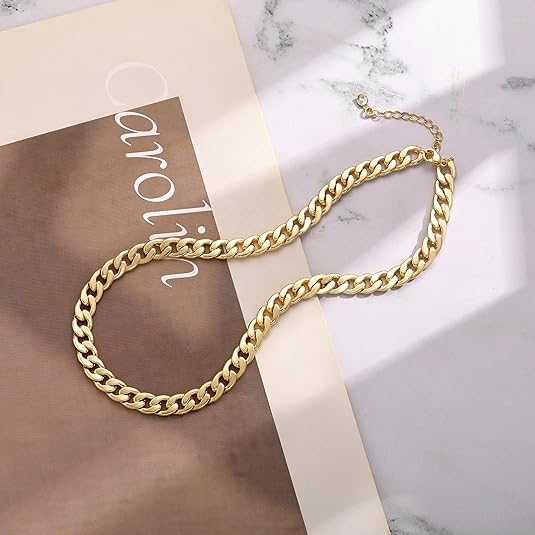 Wide Cuban Link Gold Necklace