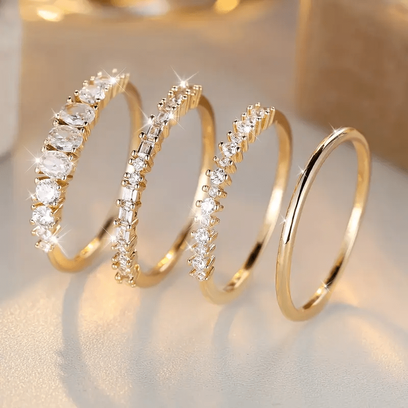 Stackable Zirconia Rings in 14K Gold Plating