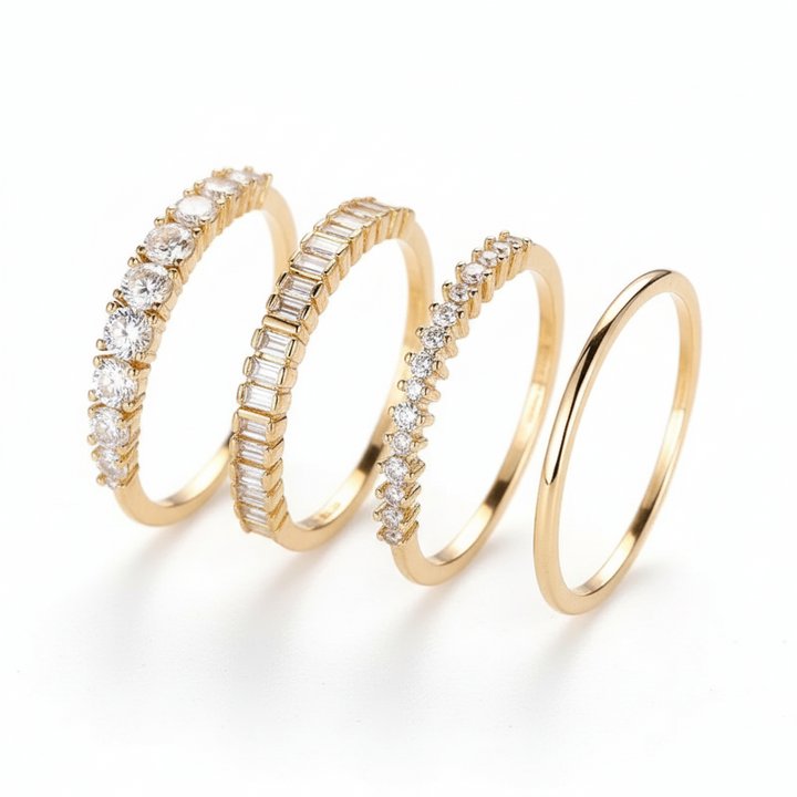 Stackable Zirconia Rings in 14K Gold Plating