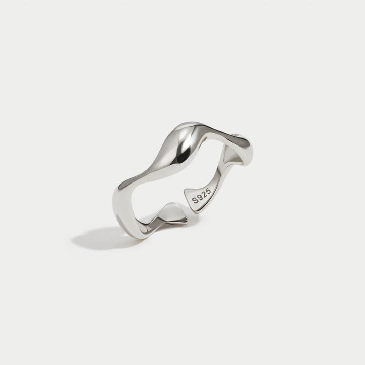 Adjustable Silver Wave Design Ring
