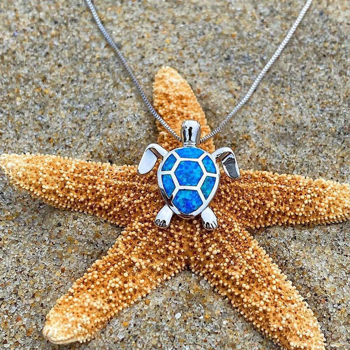 Marine Turtle Jewelry Set with Opal