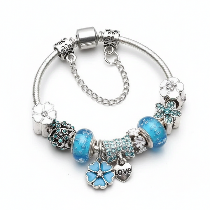 Vintage Blue Silver Finish Bracelets