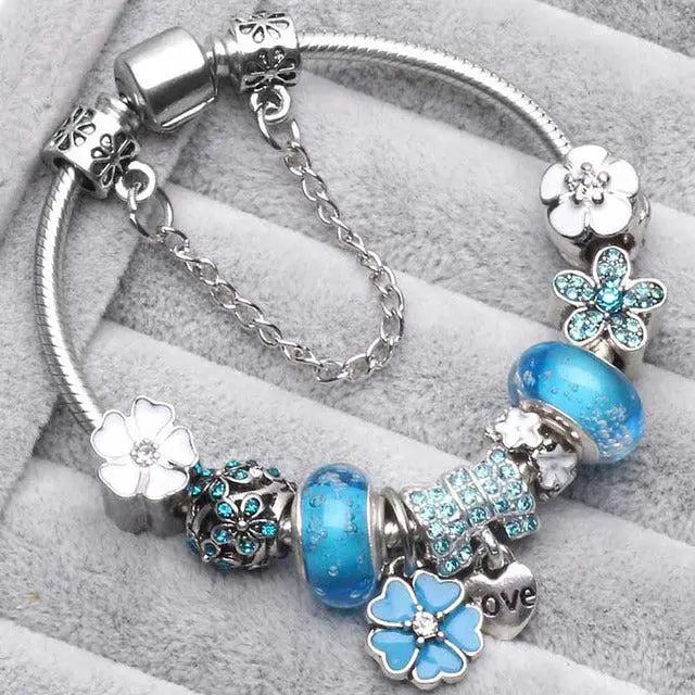 Vintage Blue Silver Finish Bracelets