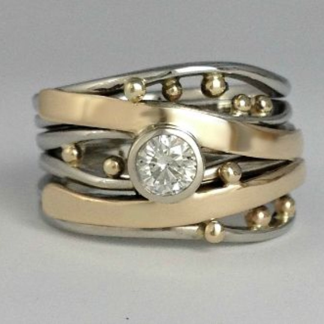 Vintage Royal Ring with Embedded Zirconia