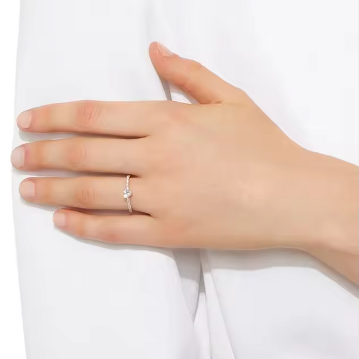 Crystal Heart Gold Ring 18K