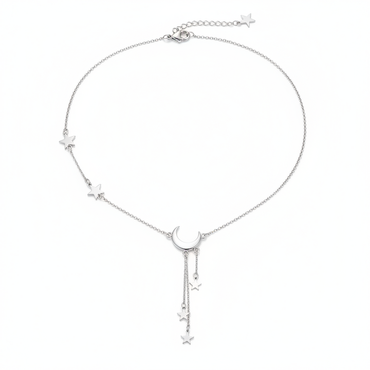 Silver Moon and Stars Necklace