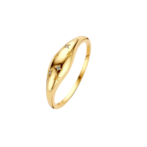 Diamond Dome Gold Ring 18K
