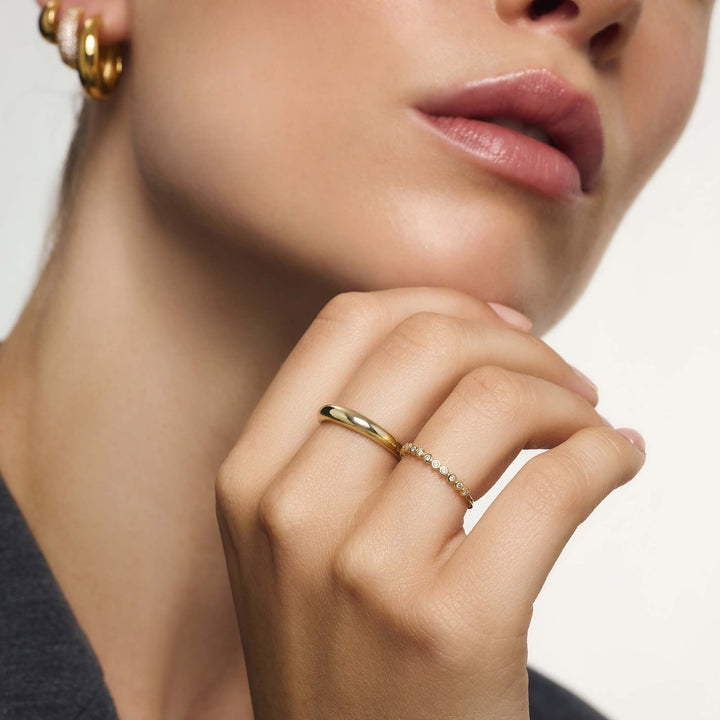 Domed Midi Gold Ring 18K