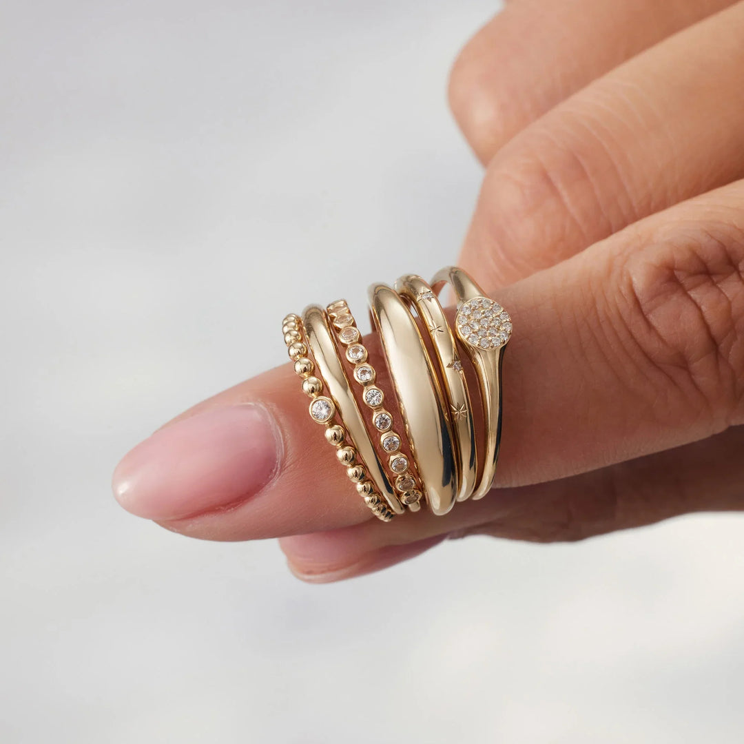 Domed Midi Gold Ring 18K