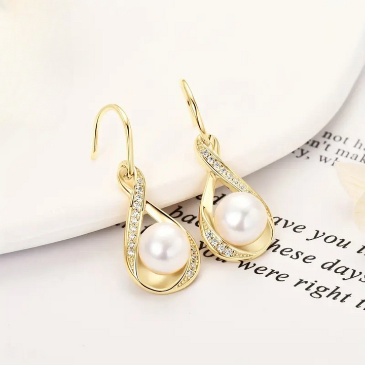 Golden Pearl Elegance Earrings