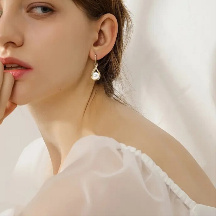 Golden Pearl Elegance Earrings