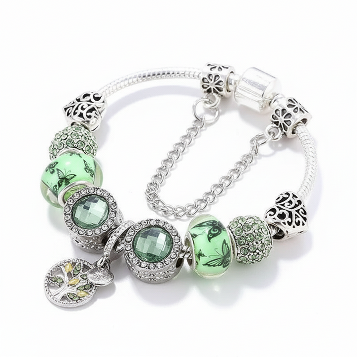 Sterling Silver Green Crystal Bracelet