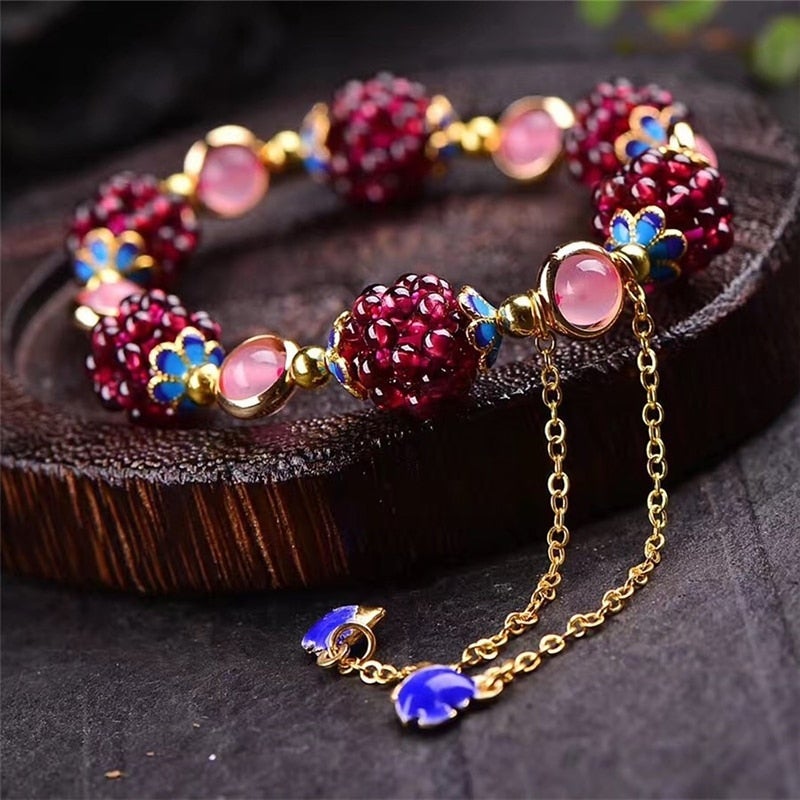 Natural Gemstone Berry Bracelet
