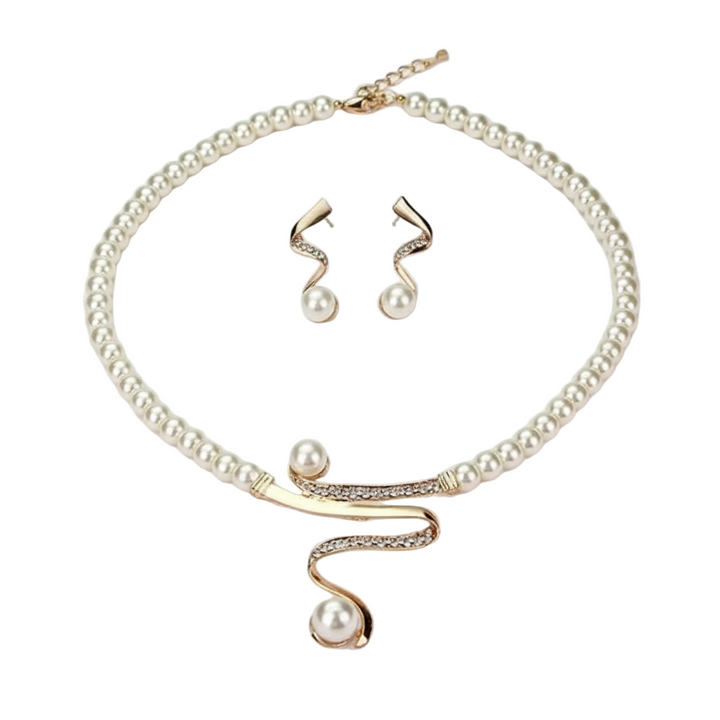 Natural Pearl Necklace and Earrings Set
