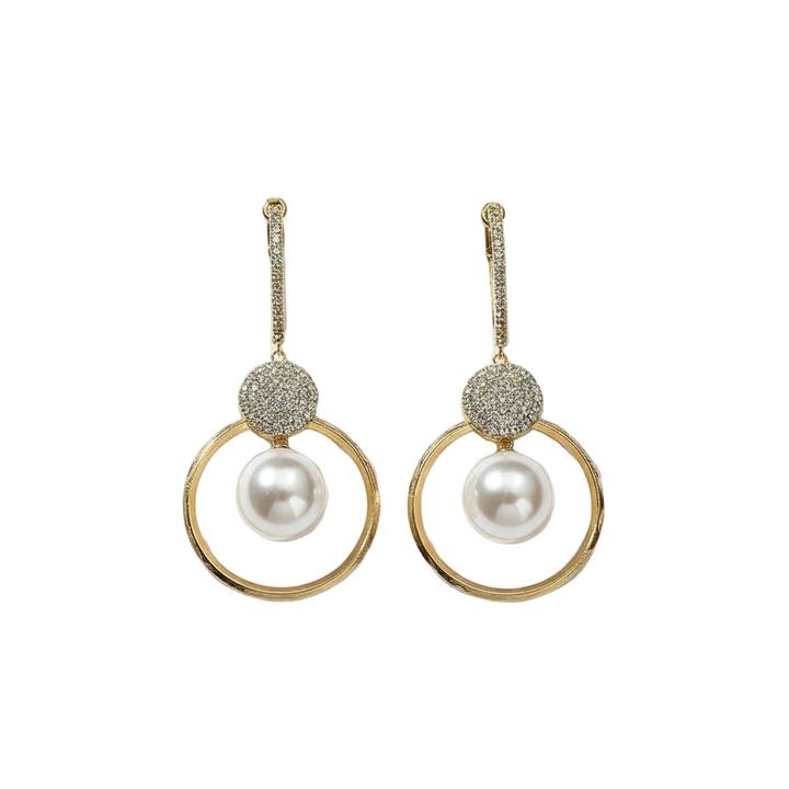 Cultured Pearl and Zirconia Earrings