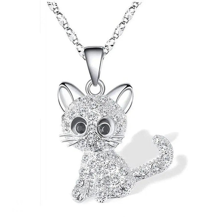 Silver Baby Kittens Zirconia Necklace