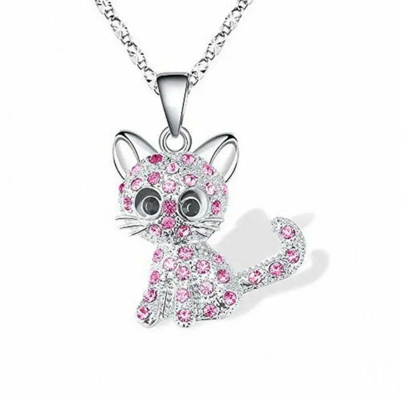 Silver Baby Kittens Zirconia Necklace