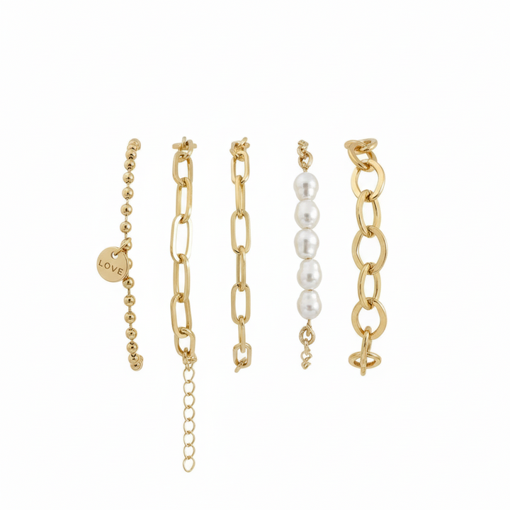 Golden Pearl Bracelet Set