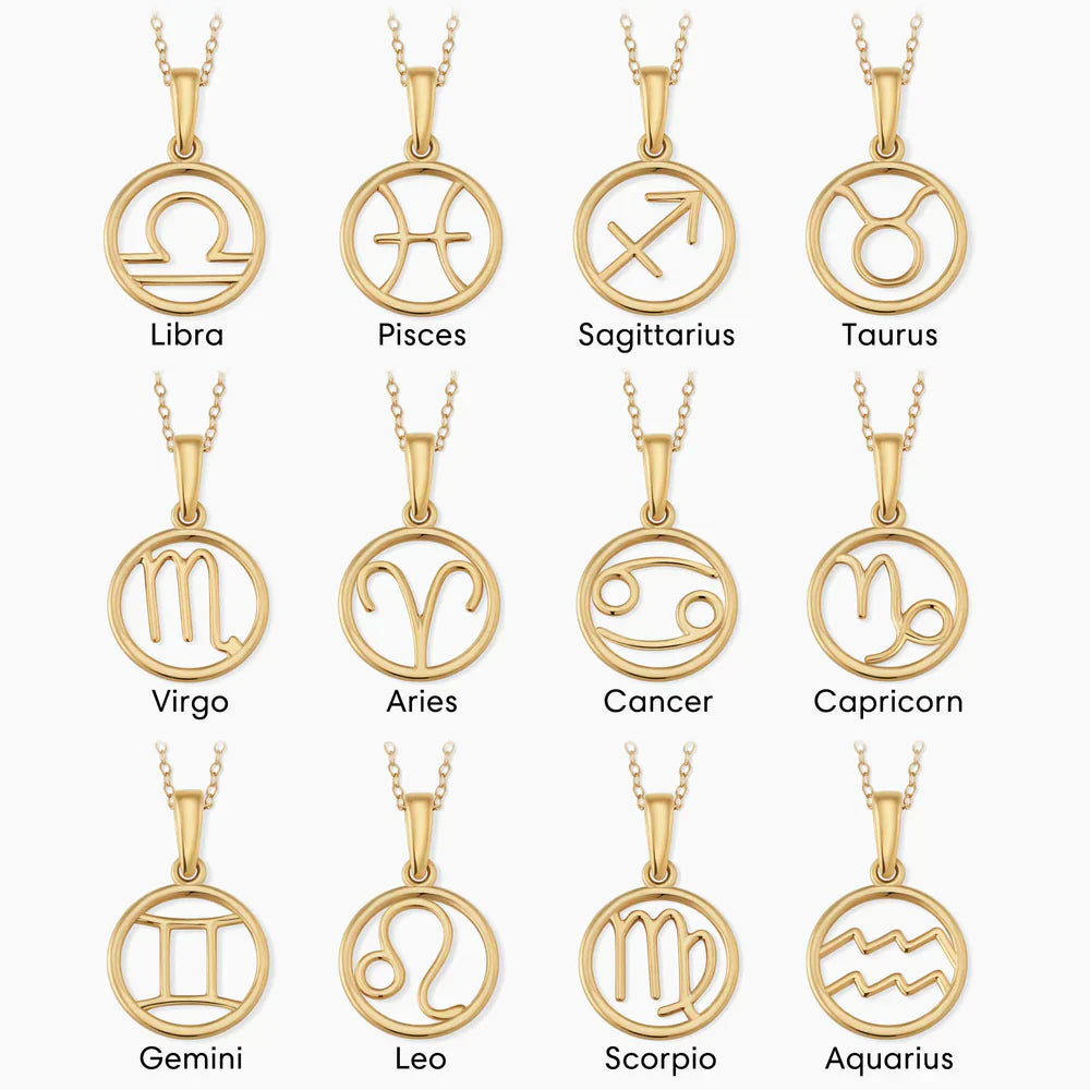 Zodiac Symbol Gold Necklace 18K
