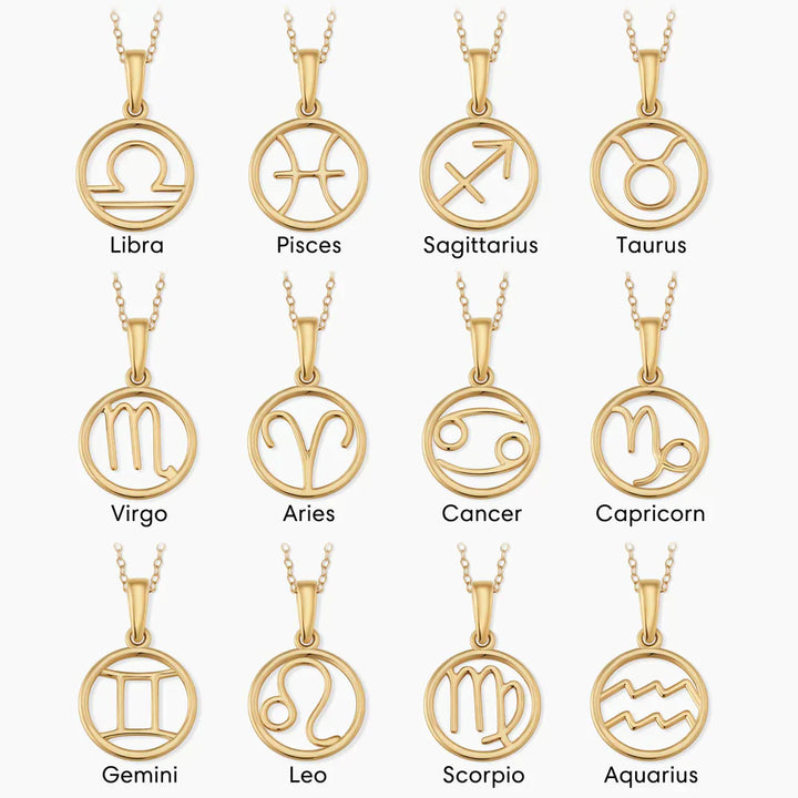 Zodiac Symbol Gold Necklace 18K