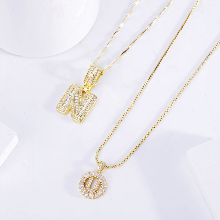 Gold Initial Necklace with Moissanite