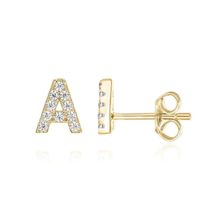 18K Gold Initial Earring