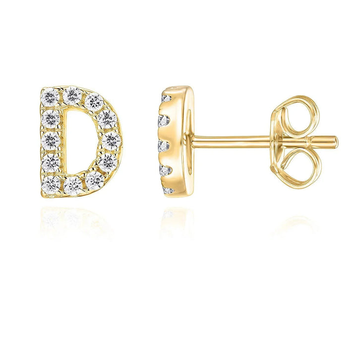 18K Gold Initial Earring