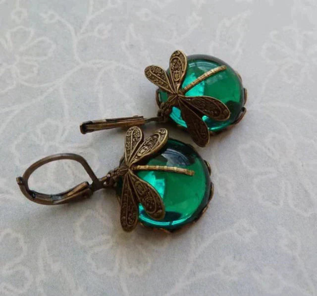 Vintage Gold Dragonfly Earrings