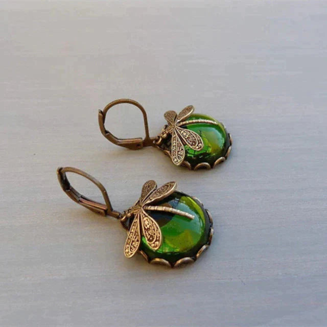 Vintage Gold Dragonfly Earrings