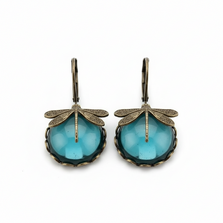 Vintage Gold Dragonfly Earrings