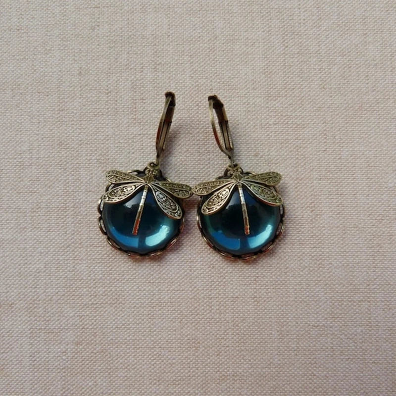Vintage Gold Dragonfly Earrings