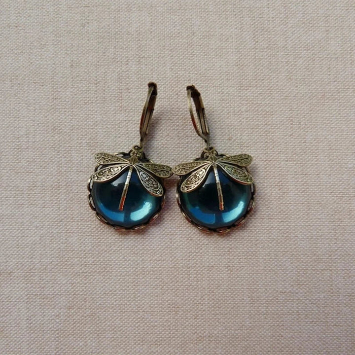 Vintage Gold Dragonfly Earrings