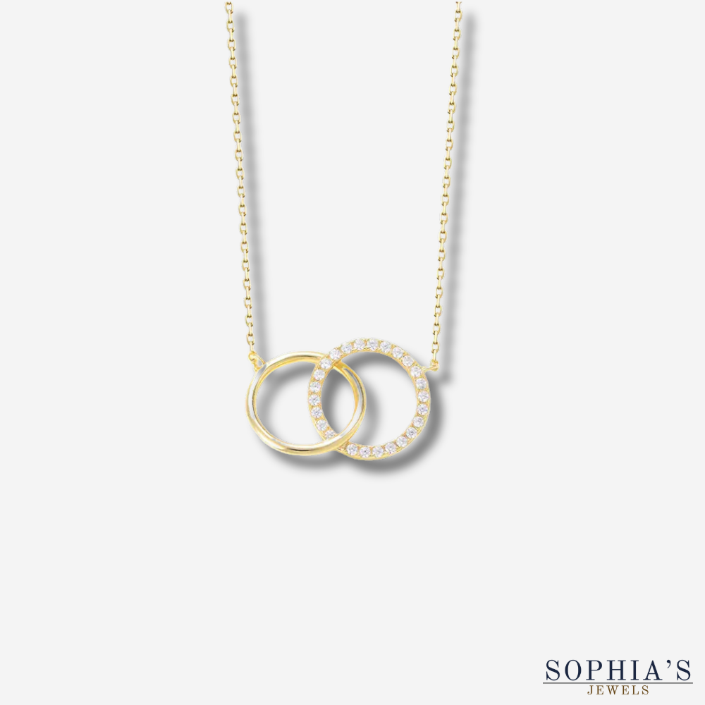 Round Cubic Zirconia Gold Necklace 18K