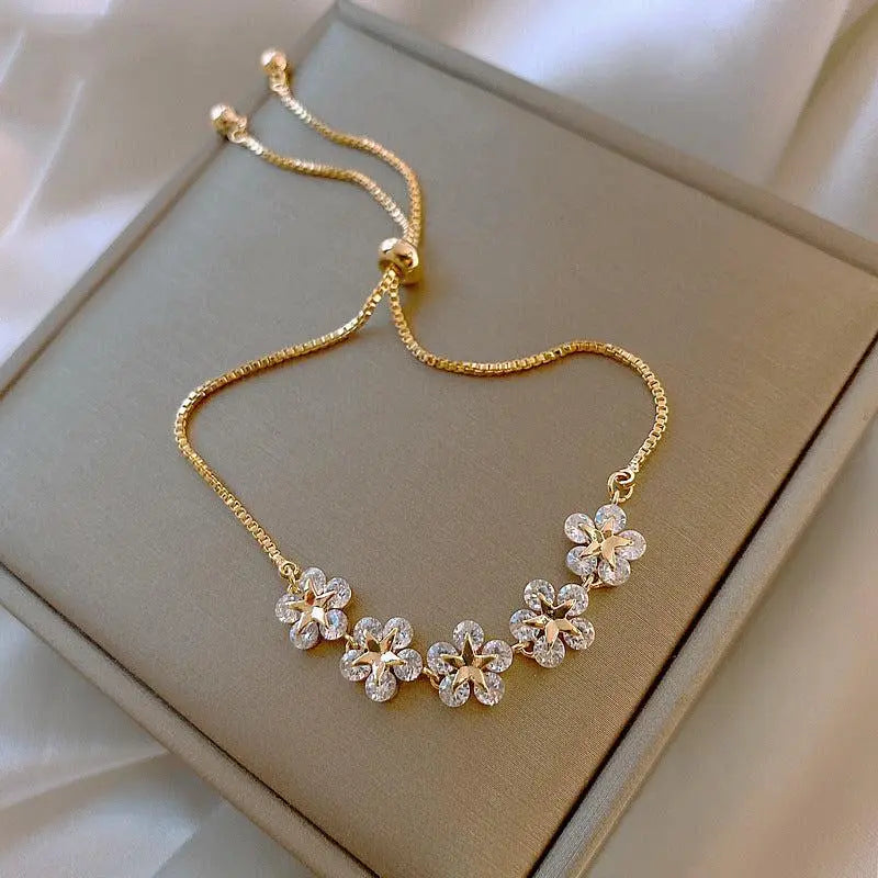 Gold Daisy Crystal Bracelet
