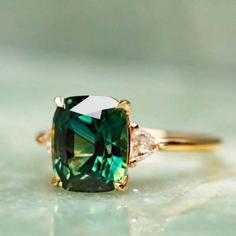 Gold Ring with Square Emerald